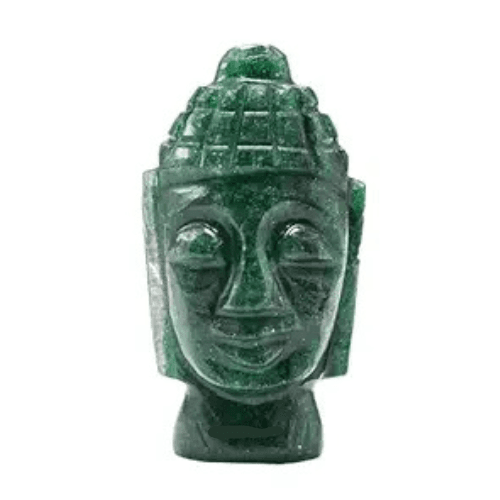 Labradorite Crystal Buddha Head - Healing Stone Statue for Car, Living Room, Good Luck and Feng Shui Reiki Gift