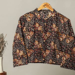 Handmade Block Print Cotton for Women ? Ethnic Floral Printed Top with Long Sleeves