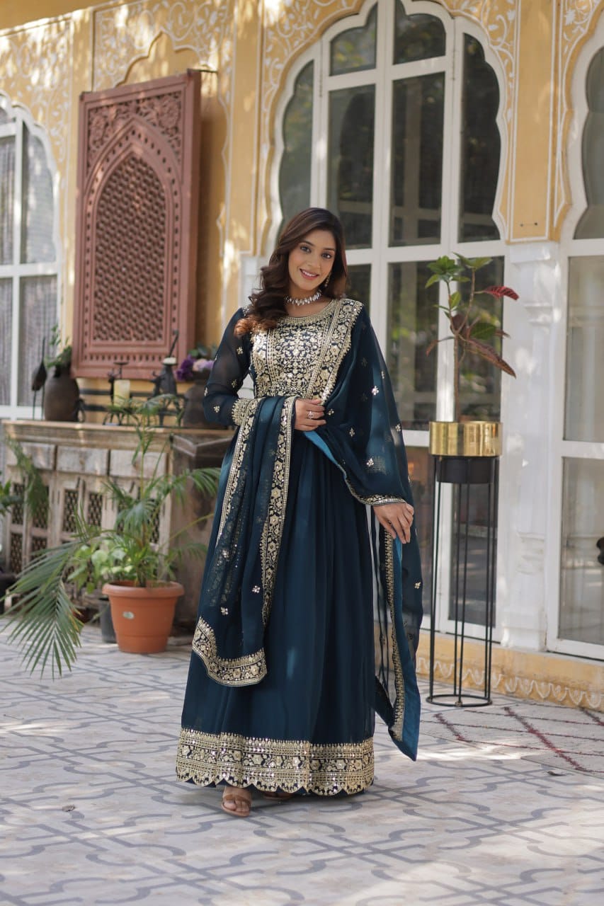 Women's Luxurious Plum Velvet Anarkali Gown with Heavy Gold Zari & Sequin Embroidery β Perfect for Weddings & Grand Festivities - Image 11